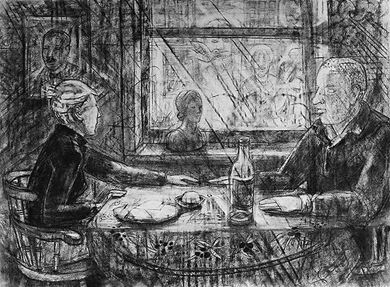 'Mid-Day' 2021 - charcoal on paper (52x71cm)