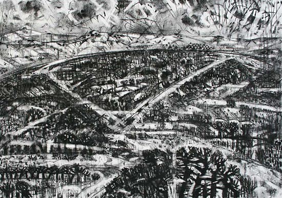 'First Snow on Dartmoor' 2012  charcoal on paper (50 x 72 cm)