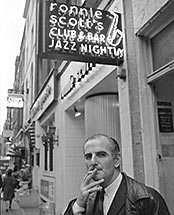 Ronnie Scott outside the Frith Street Club